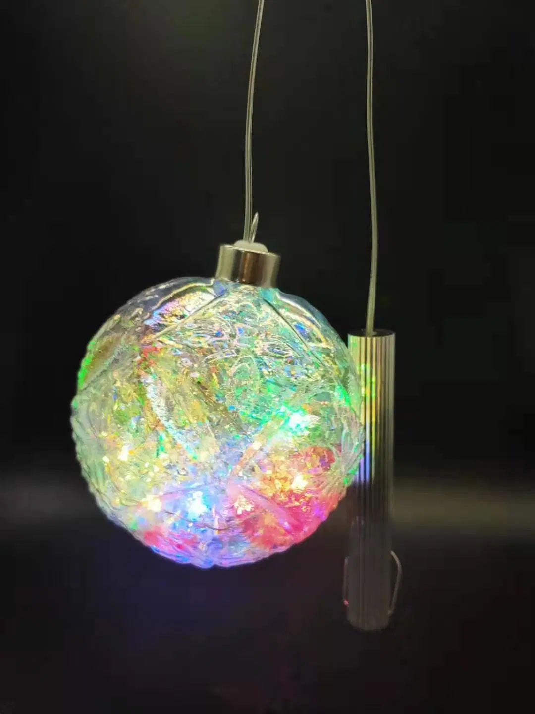 Hot Sales Xmas LED Motif Artificial Crystal Foam Plastic Christmas Pattern Tree Ornament Glass Ball Ornaments for Christams Tree Decoration