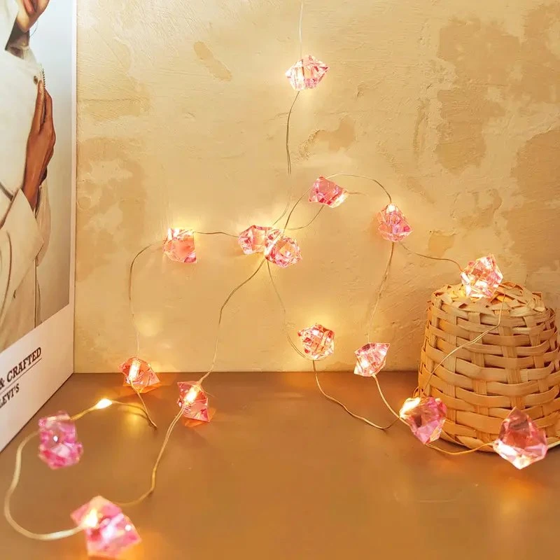 Decoration Clear Acrylic Crystal Stone LED Copper Wire Light