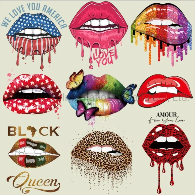 Large Size Iron on Transfers for Clothing Sexy Lips Stickers on Clothes Patch Badges Heat Transfer Applique Accessories