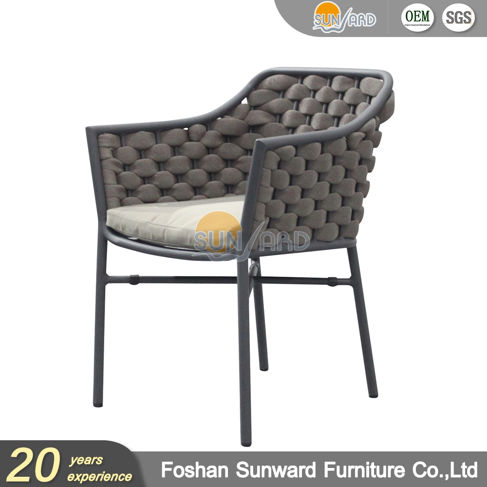 Modern Customized Outdoor Armchair Garden Hotel Home Cafe Patio Rope Woven Restaurant Dining Chairs