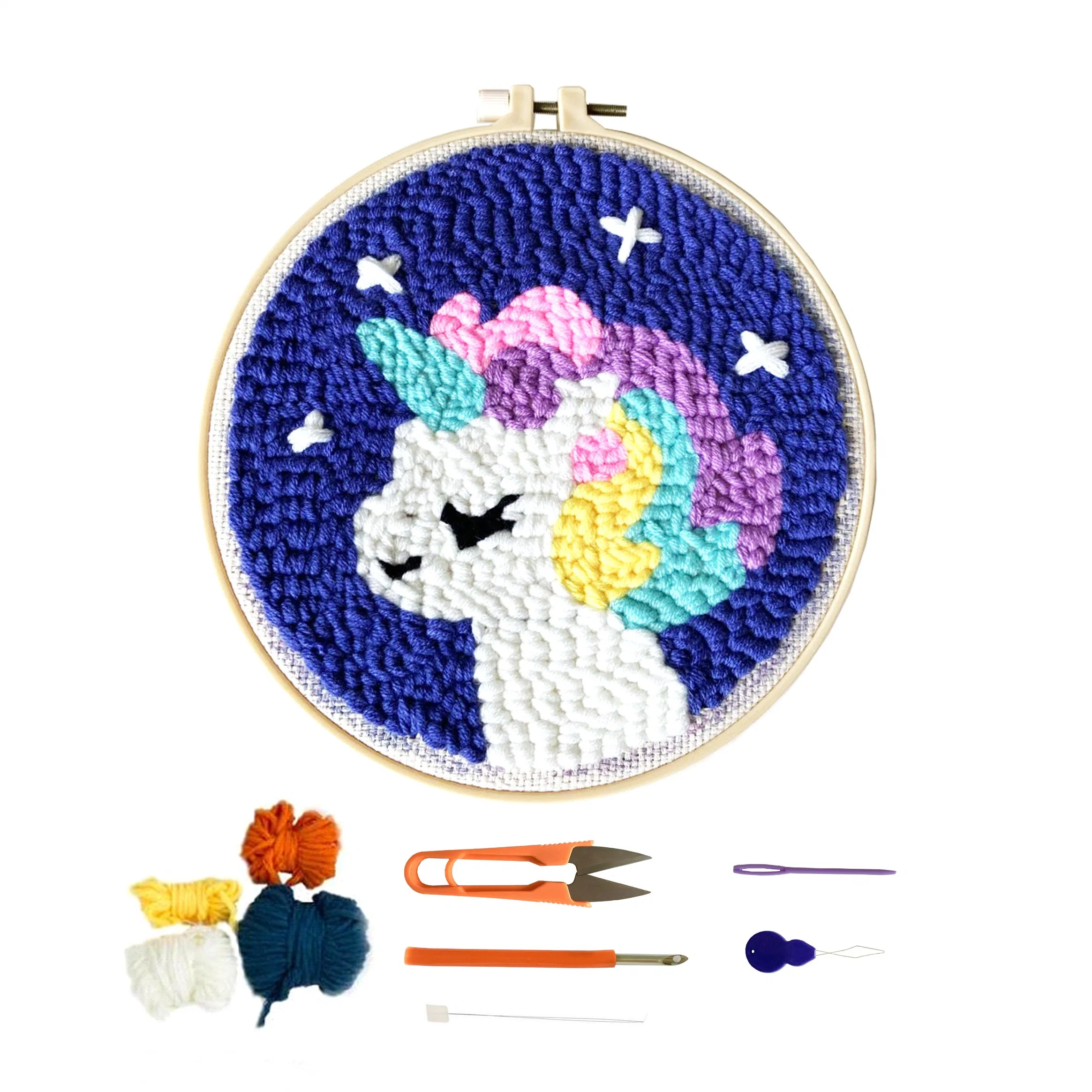 DIY Popular Handmade Unicorn Embroidery Kit Needle Punched Cotton