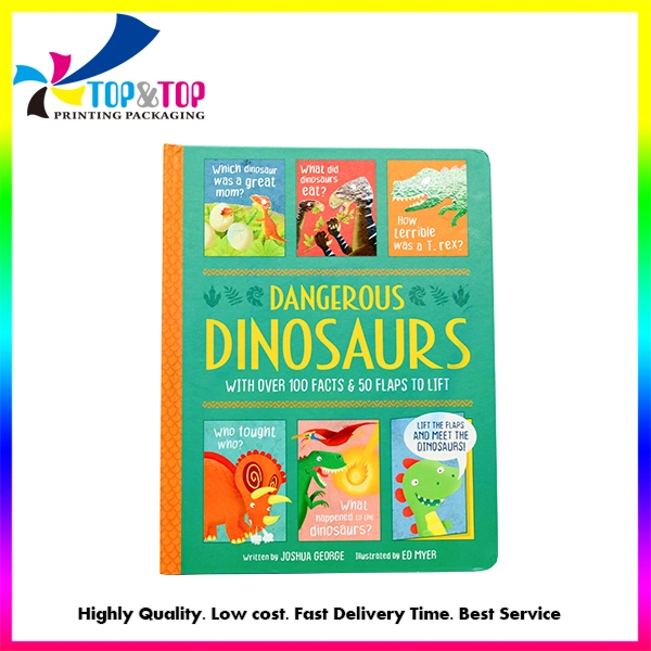 Benutzerdefinierte Kinder Cartoon Dinosaurier Flip Buch Klappe Brett Buchdruck