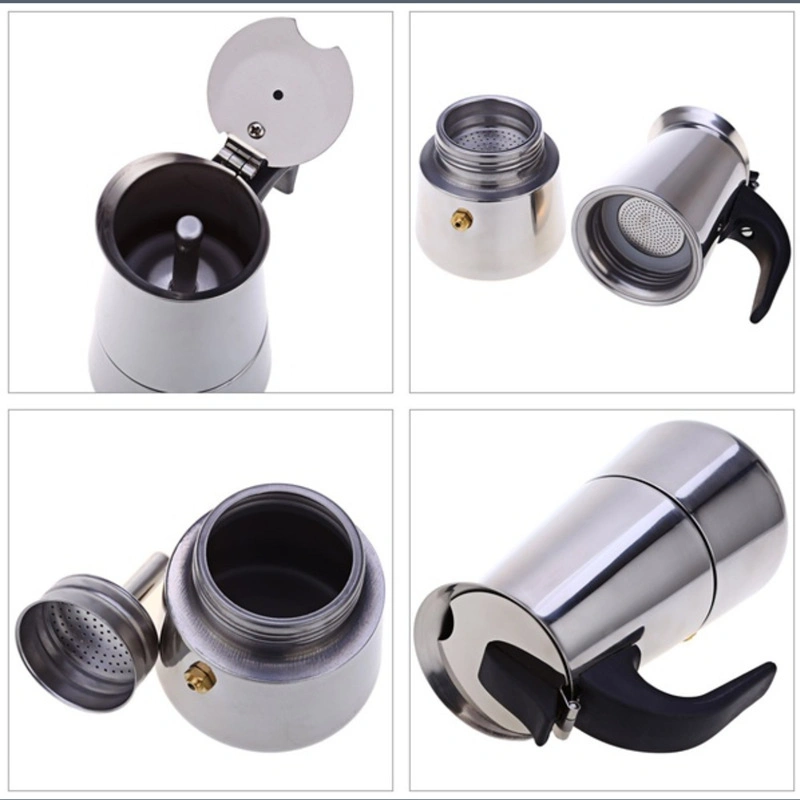 Stainless Steel Filter Coffee Maker Household Moka Coffee Machine Coffee Pot Percolator Tool100ml 200ml 450ml