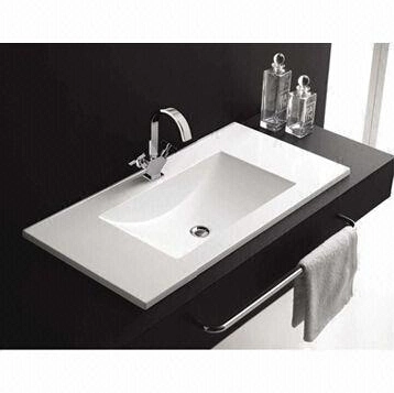 Lavabo rectangulaire en céramique, lavabo en céramique pour salle de bains