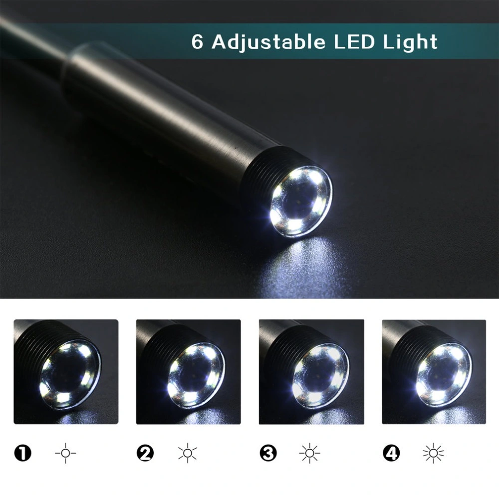 1 m/5 m/10 m 7 mm lente HD 480p USB OTG Snake endoscópio impermeável 6 LED sonda de inspeção para câmaras de tubos para PC com Android Phone