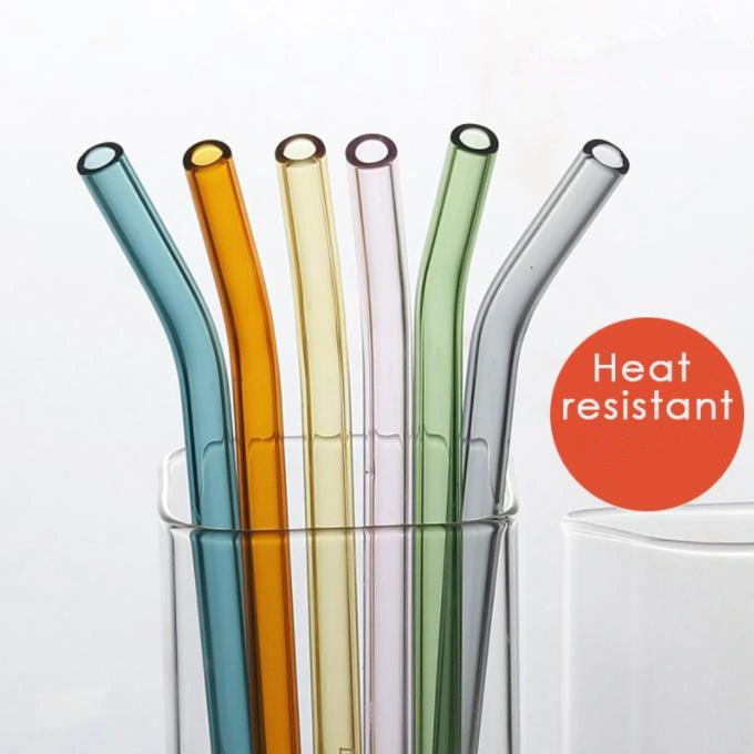 Heat Resistant High Borosilicate Glass Tube Reusable Kitchen Glassware Wine Milk Juice Glass Straw