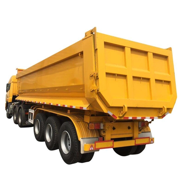 Factory Price 50 Cbm Hydraulic Cylinder 3 4 Axle 60 Ton Tipper Trailer Tandem Dumper Trailer for Sale