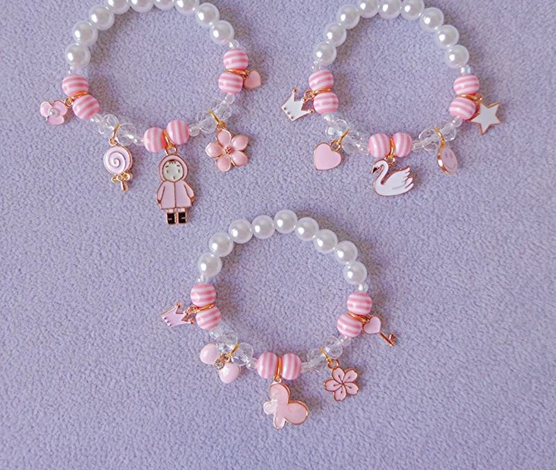 Children Pearl Bracelets Princess Little Girls Cute Unicorn Bracelets Decorative Beaded Accessories