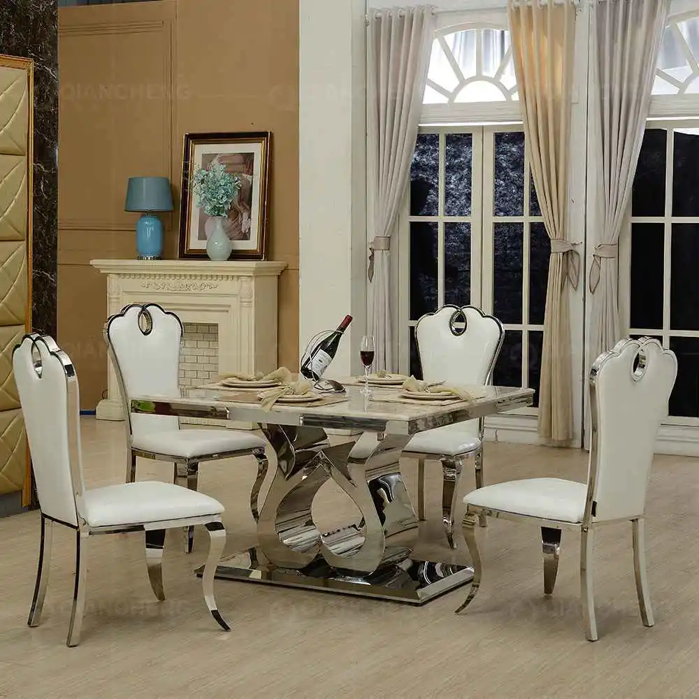 Foshan Home Furniture Stainless Steel Marble Dining Table