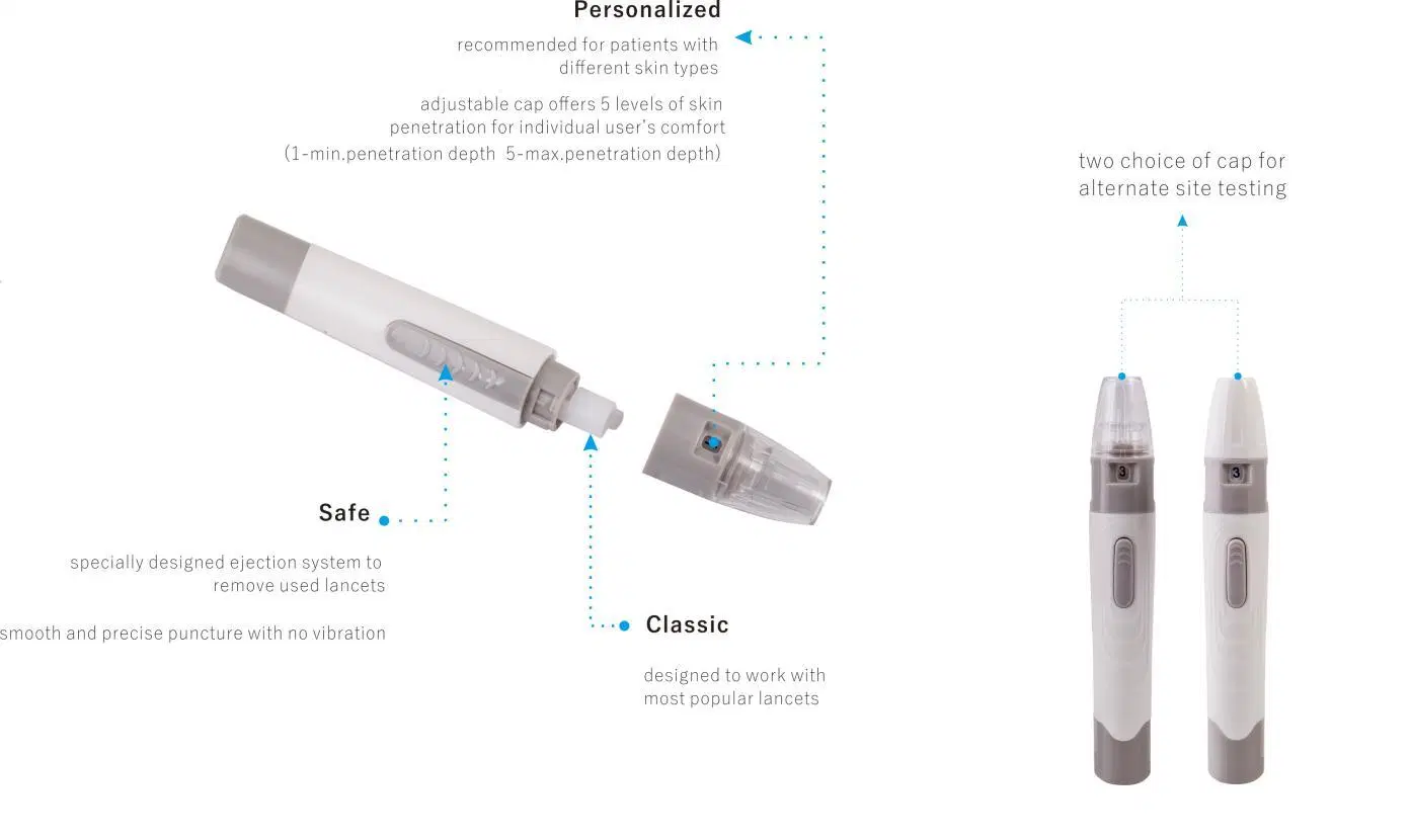 Stylo de lancettes médicales réutilisable pour prélèvement sanguin