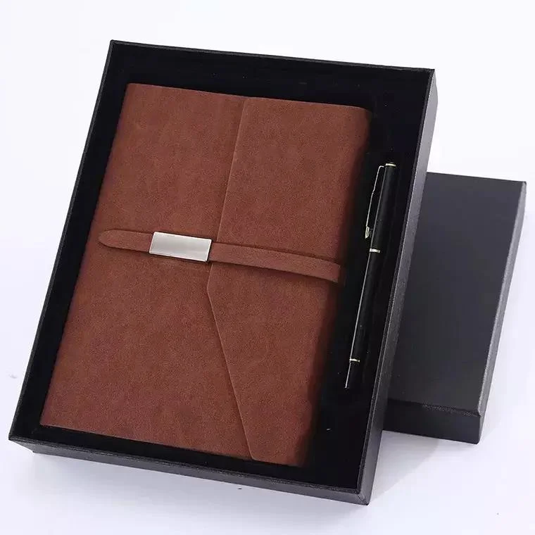 Luxury PU Leather Business Card Holder Notebook Journal and Pen Gift Set