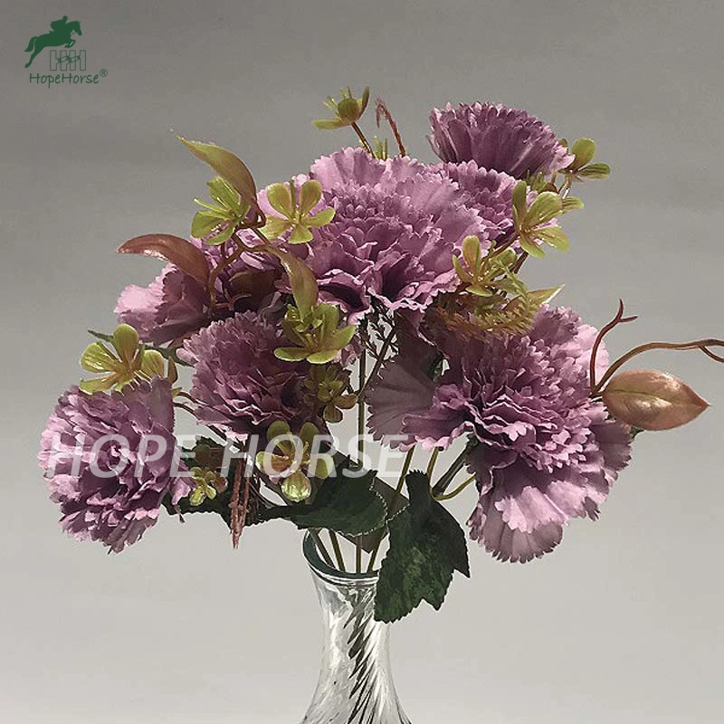 Colorful Silk Artificial Flower Five Heads Carnation Wholesale/Supplier Artificial Flower for Wedding and Home Decoration