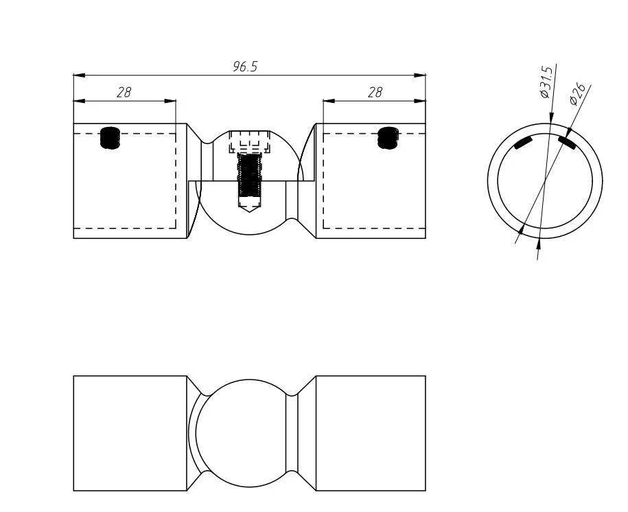 Bathroom Shower-Glass Hardware Pipe Fitting 304-Stainless-Steel Support Bar Pipe Connector