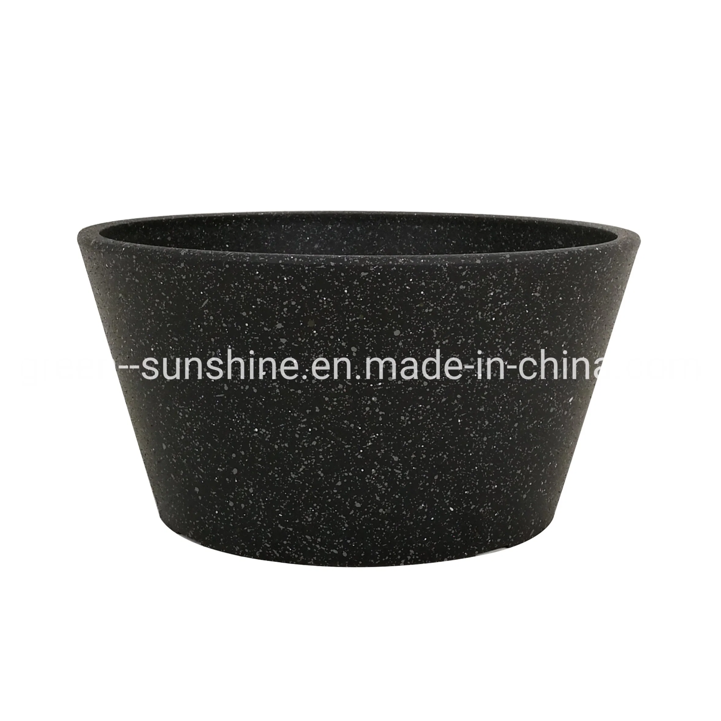 Factory Directly Sale Biodegradable Durable WPC Flower Pots 12" Short Basin Plastic Flower Pot Plant Pot Garden Planter Eco-Friendly Pots a