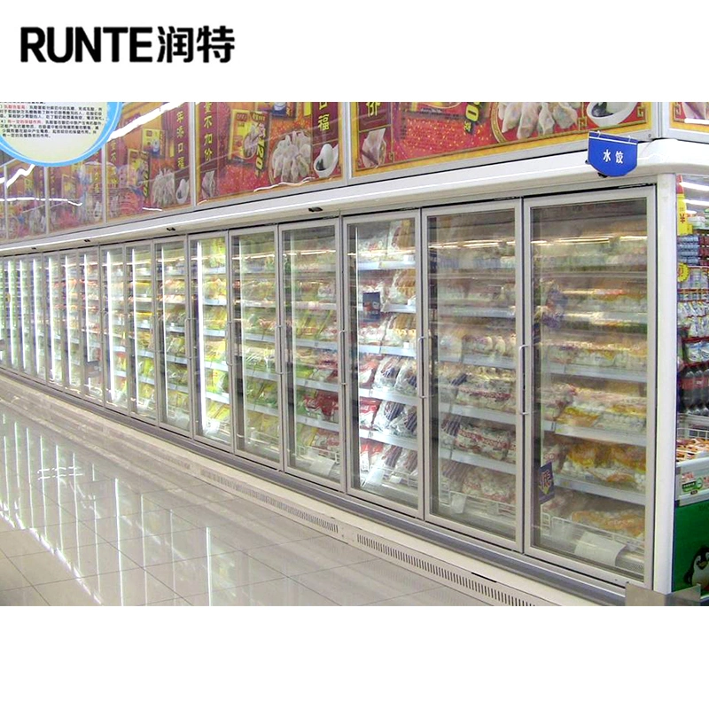 Factory Self-Manufactured Supermarket Display Food and Beverages Supermarket Restaurant Upright Glass Door Freezer and Refrigerator Cabinet