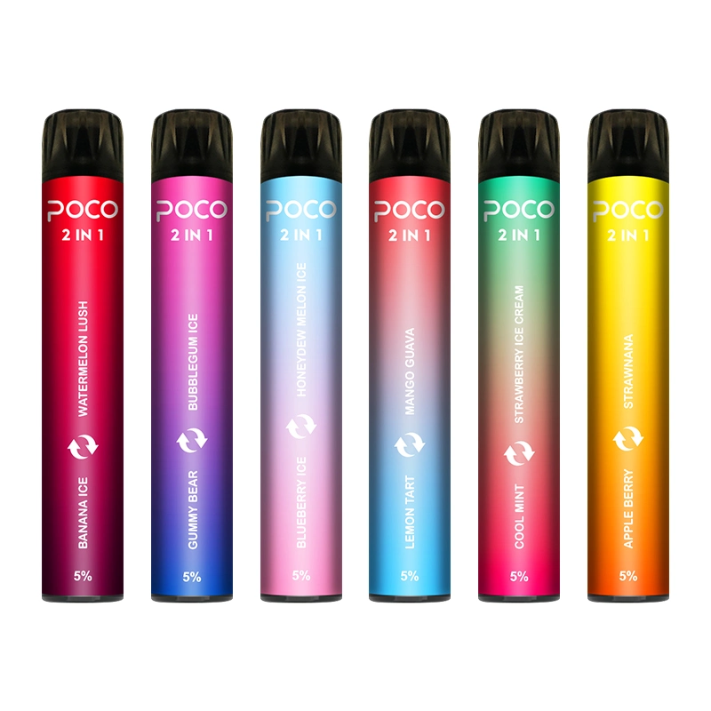 Vape Factory Supply 0% 2% 5% Nicotine Poco 2 in 1 2000 Puffs Disposable/Chargeable Vape Pen with Dual Flavors