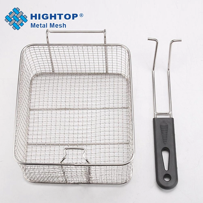 Heavy Duty en acier inoxydable 304 Wire Mesh Fry Panier avec poignée recouvert de plastique