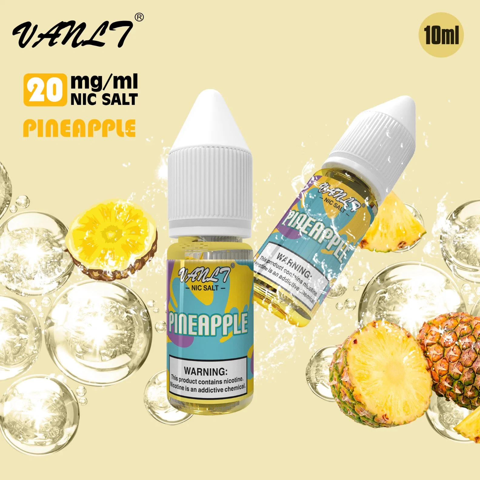 Venta en caliente 10ml/30ml/60ml varios sabores de fruta SAL de nicotina personalizada E Líquido