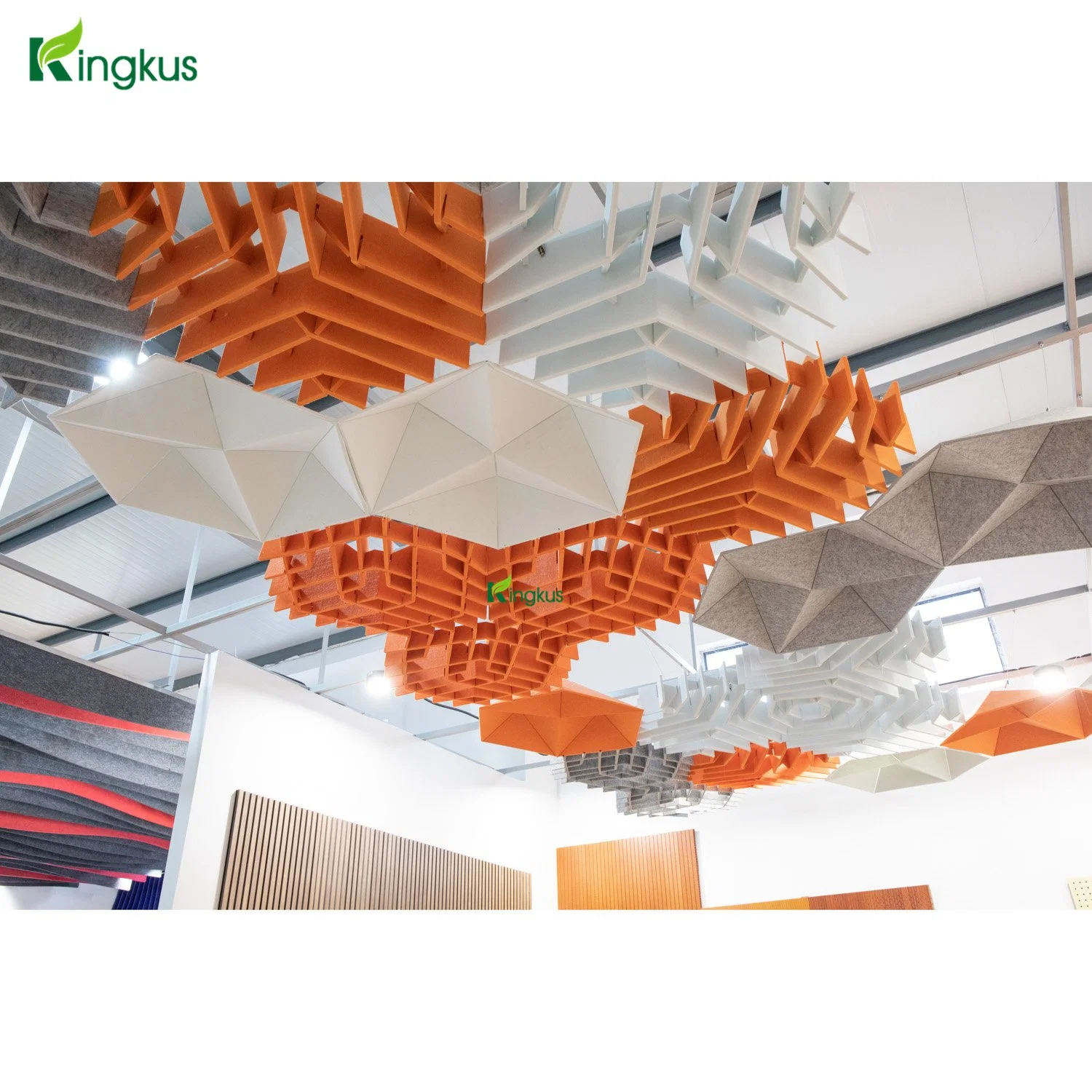 Sound Absorption Pet Acoustic Wall Panel Bafflas Ceiling Acoustic System U Keel