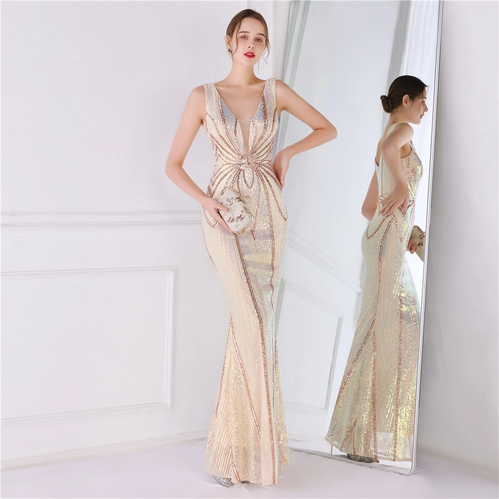 Wedding Dress OEM High Quality Evening Party Prom Women Dress Lady Sequin Gown