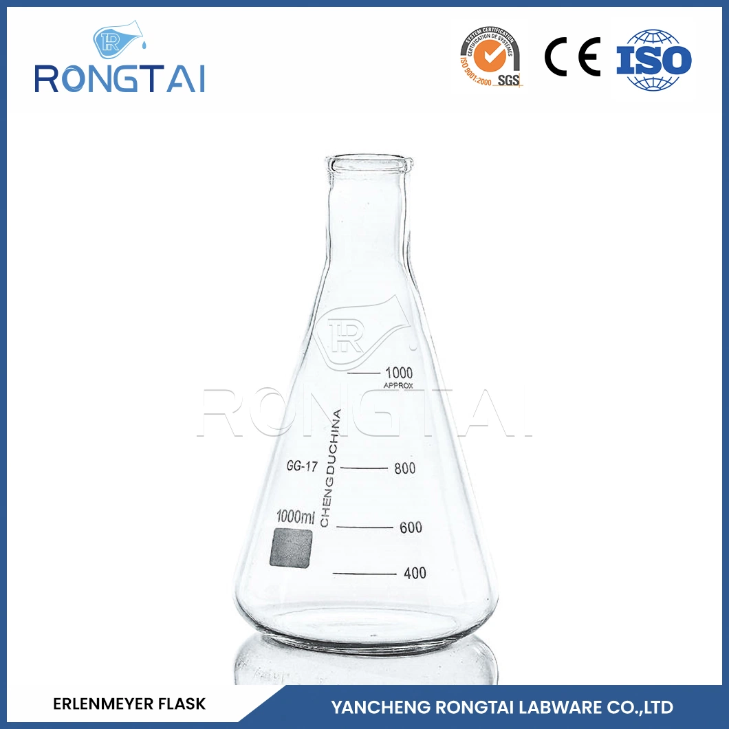 Rongtai Erlenmeyer flacon avec Cork Fabricants Conical Flask Glass Chine Flacon Erlenmeyer de 250 ml à col large