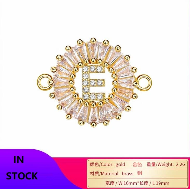 Fashion Custom Copper Metal Gold Plated Alphabet Letter Bracelet Components Necklace Pendants Jewelry Accessories