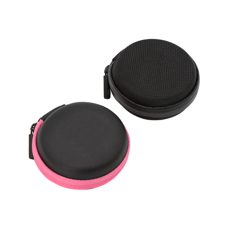 Mini-écouteurs écouteurs intra-auriculaires Headset Headphone cas petit rond Dur Housse de transport de stockage EVA sac à fermeture éclair