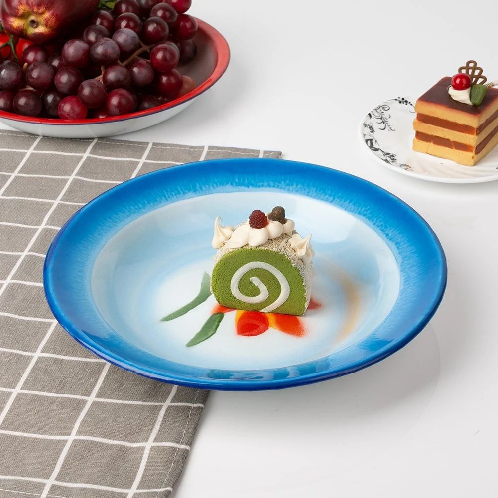 16-26cm Cheap Price Stocks Promotion Enamel Rice Tray Plate with Deco