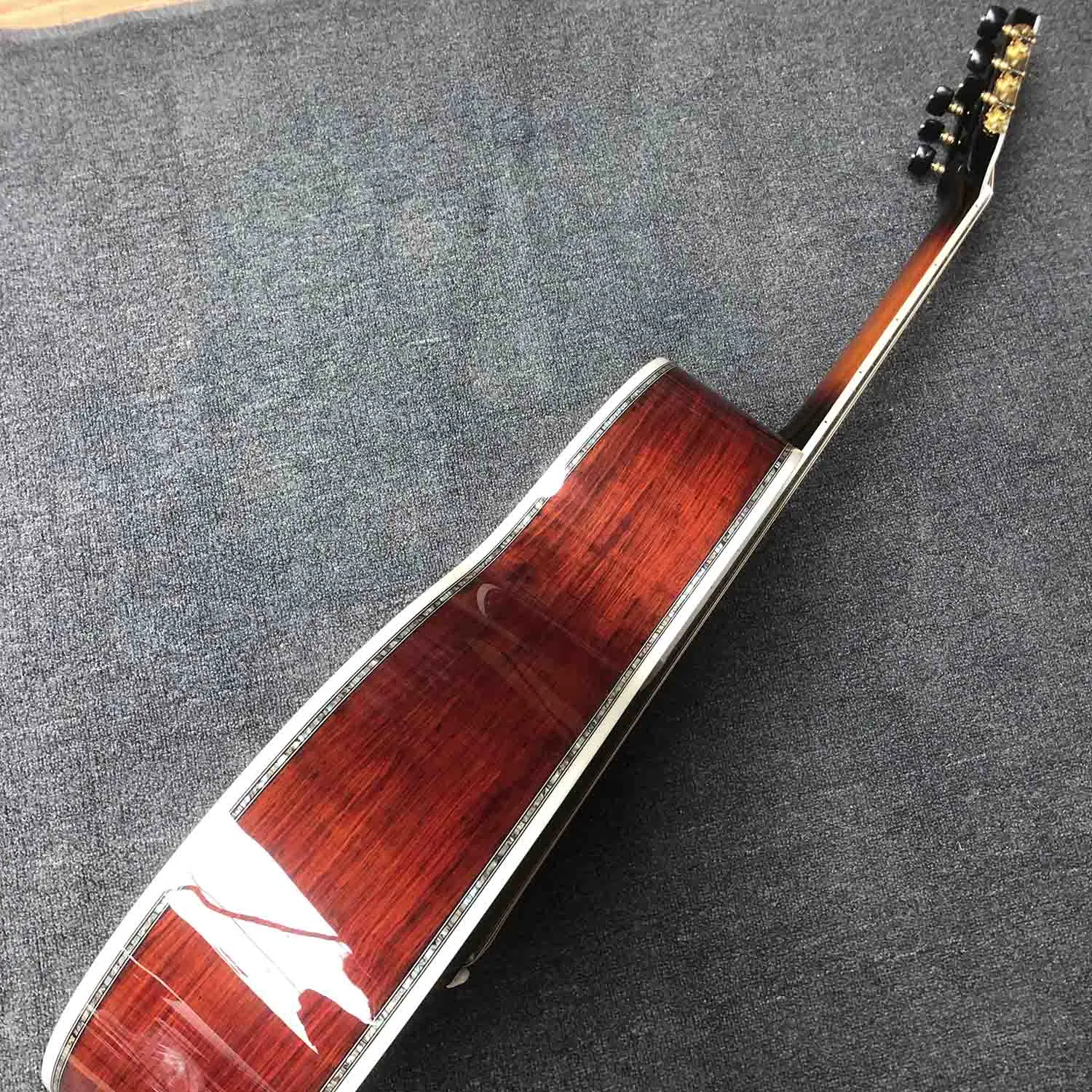 Custom Spruce Top sólido Cocobolo parte posterior lateral Abalone vinculante Om Guitarra acústica