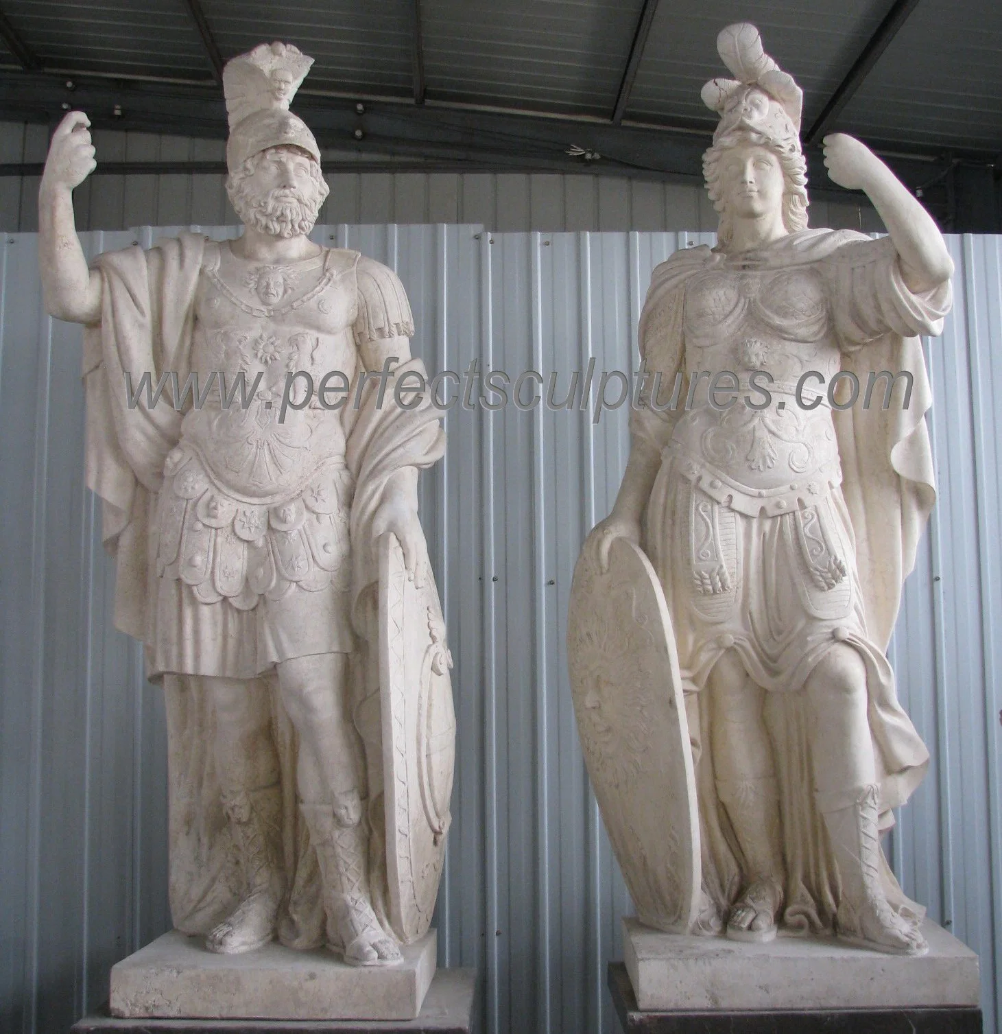Изображение в натуральную величину сад мраморные статуи солдат из камня римской скульптуре Road Warrior (Си-X1814)