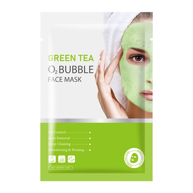 OEM Private Label Grüner Tee Schwarz Gesichtsmaske Koreanisch Kosmetik Blatt Gesicht Haut Feuchtigkeitsspendende Reinigung Schwarze Blase Maske