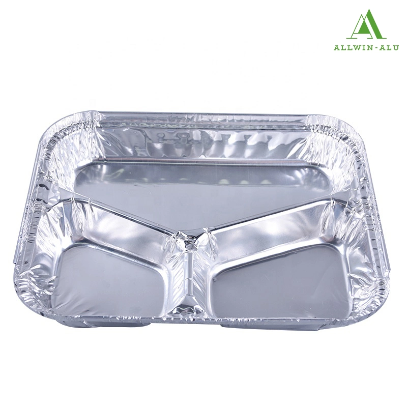 780ml Disposable 3 Compartment Foil Food Container/Tray/Pan/Plate