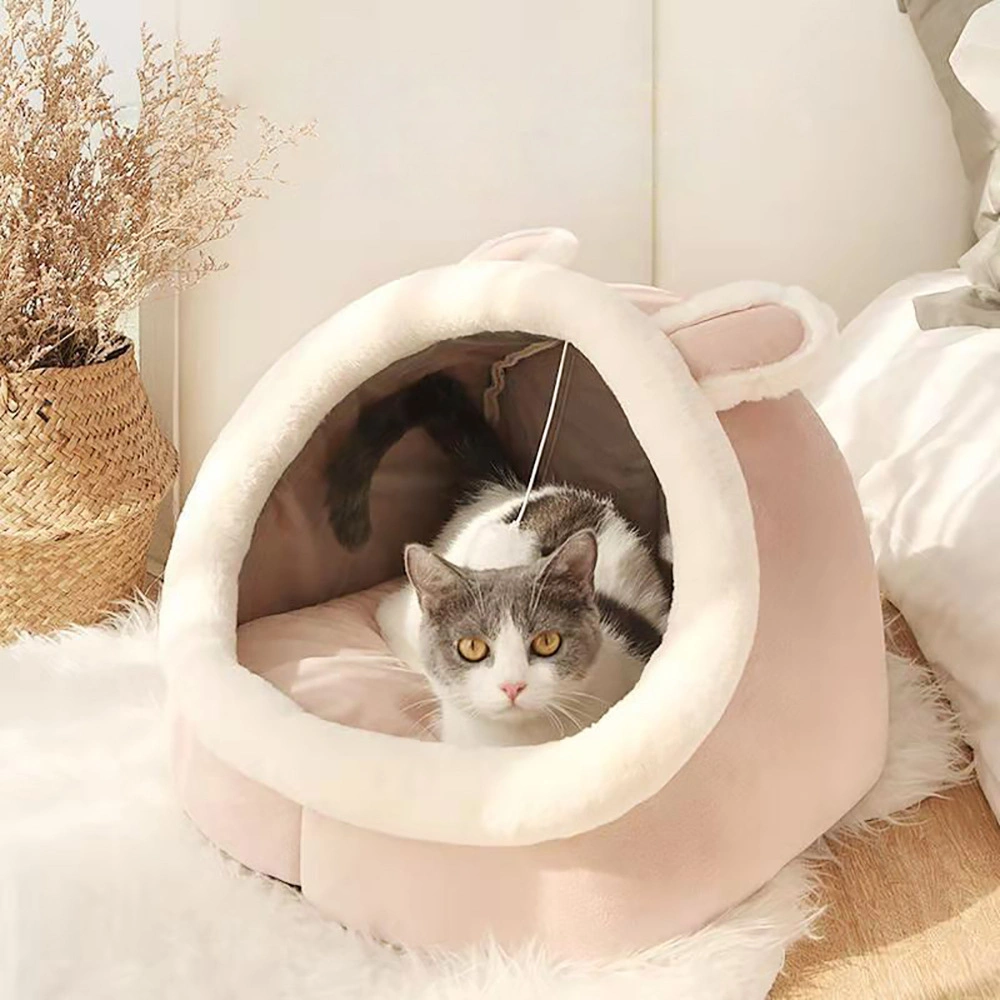 Semi-Enclosed Comfortable Luxury Cartoon Style Cotton House Pet Cat Bed Warm House