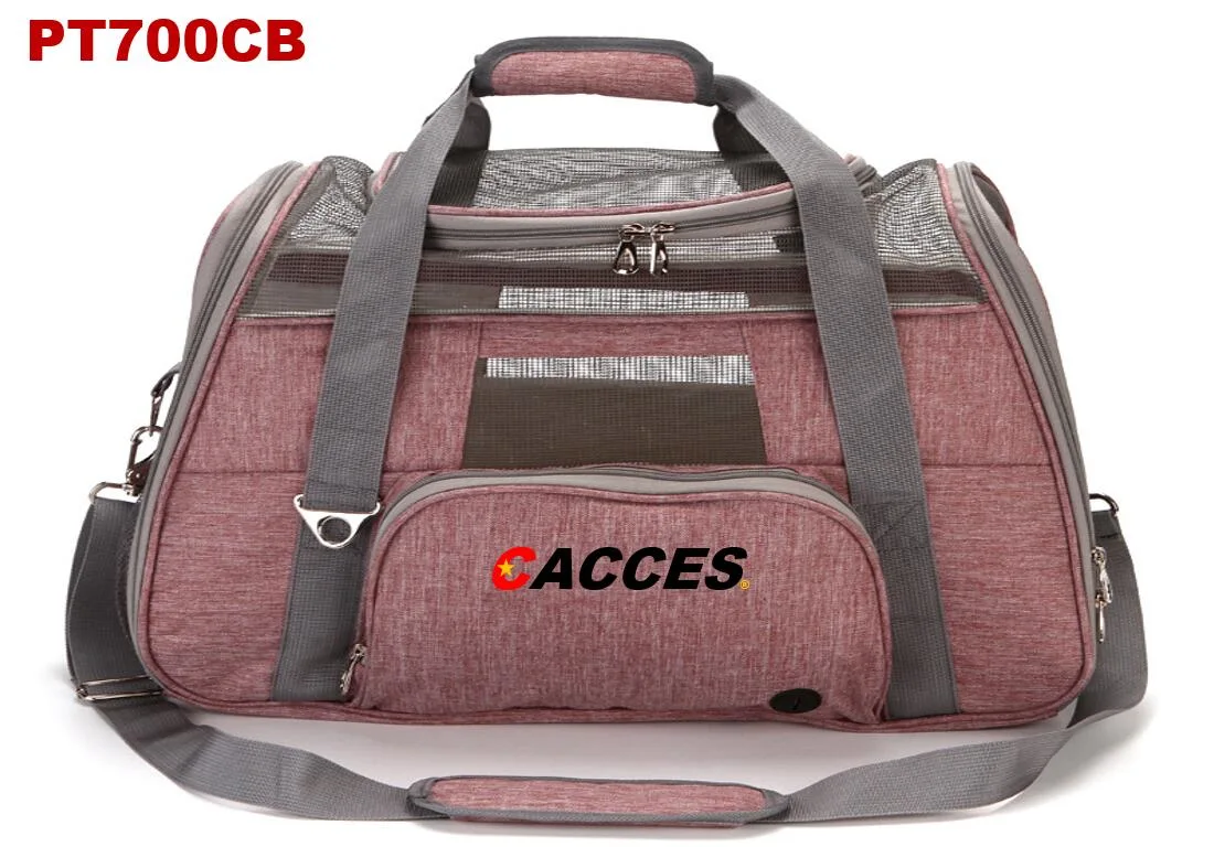 Cacces Airline Approved Soft-Sided Folding Pet Carrier,Hand&Shoulder Carry Portable Bag Home&Outdoor Travel for Dogs,Cats,Rabbits and Puppies Tranport W/Cushion