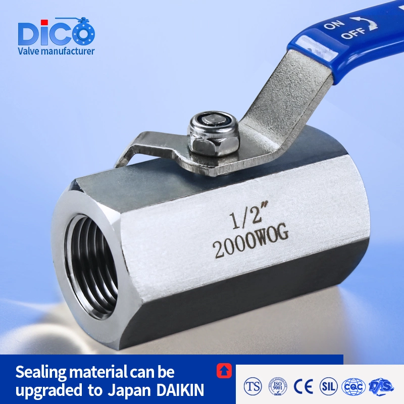 Dico Brand 316 Ss Stainless Steel Hexagon 1PC Ball Valve Industrial Casting