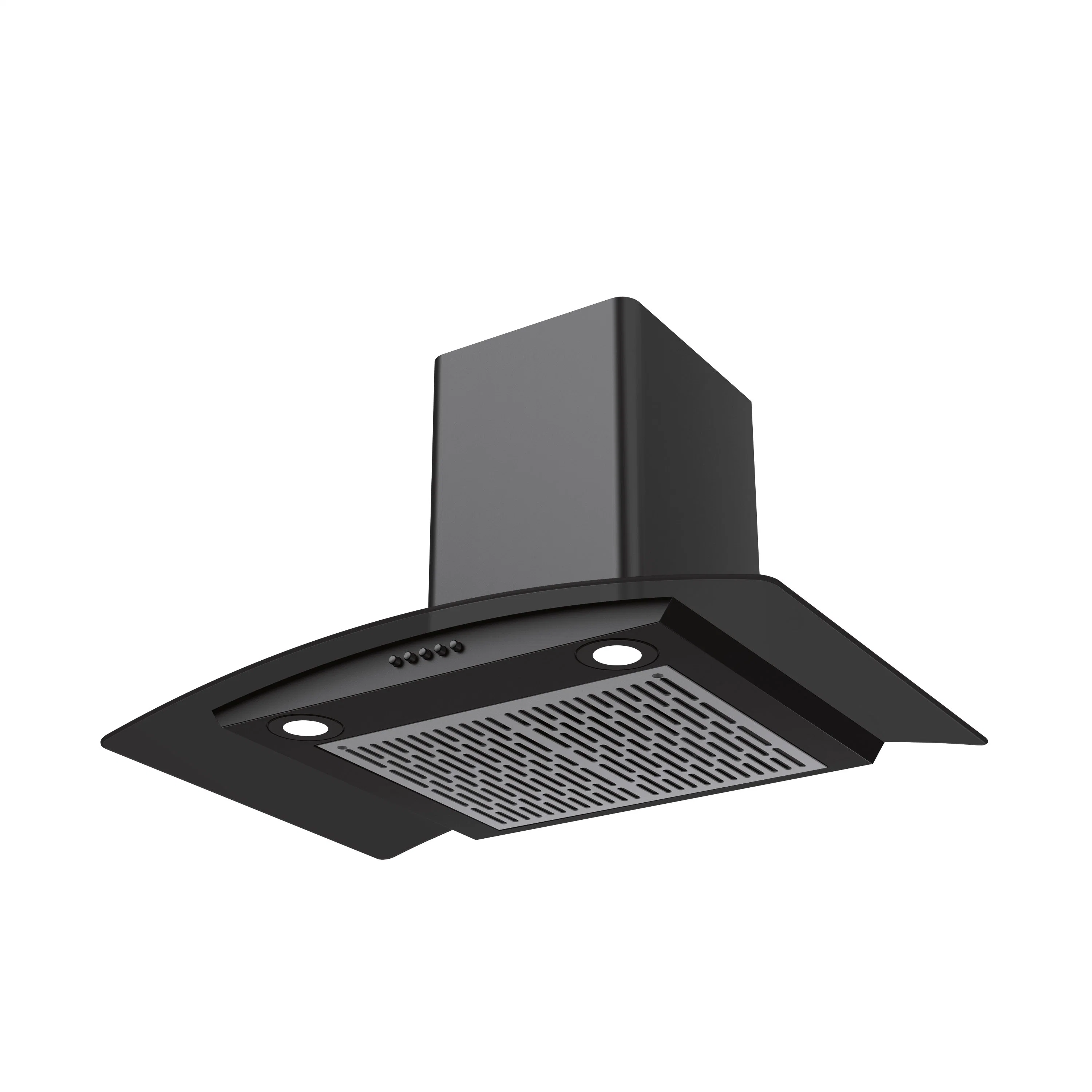 Crved Glass New Design Arc-Shaped Smoke Extractor Kitchen Cooker Chimney Hood with LED Display