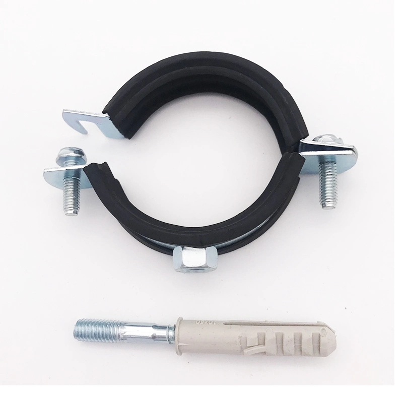 2023 Factory Carbon Steel M8 Pipe Clamp Manufacturers EPDM Rubber Hanger Bolt Tube Clamps One Set