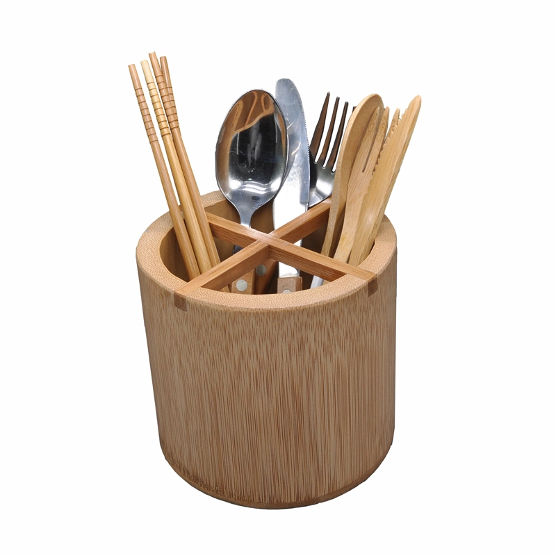 Rotatable Bamboo Utensil Holder Kitchen Utensil Organizer