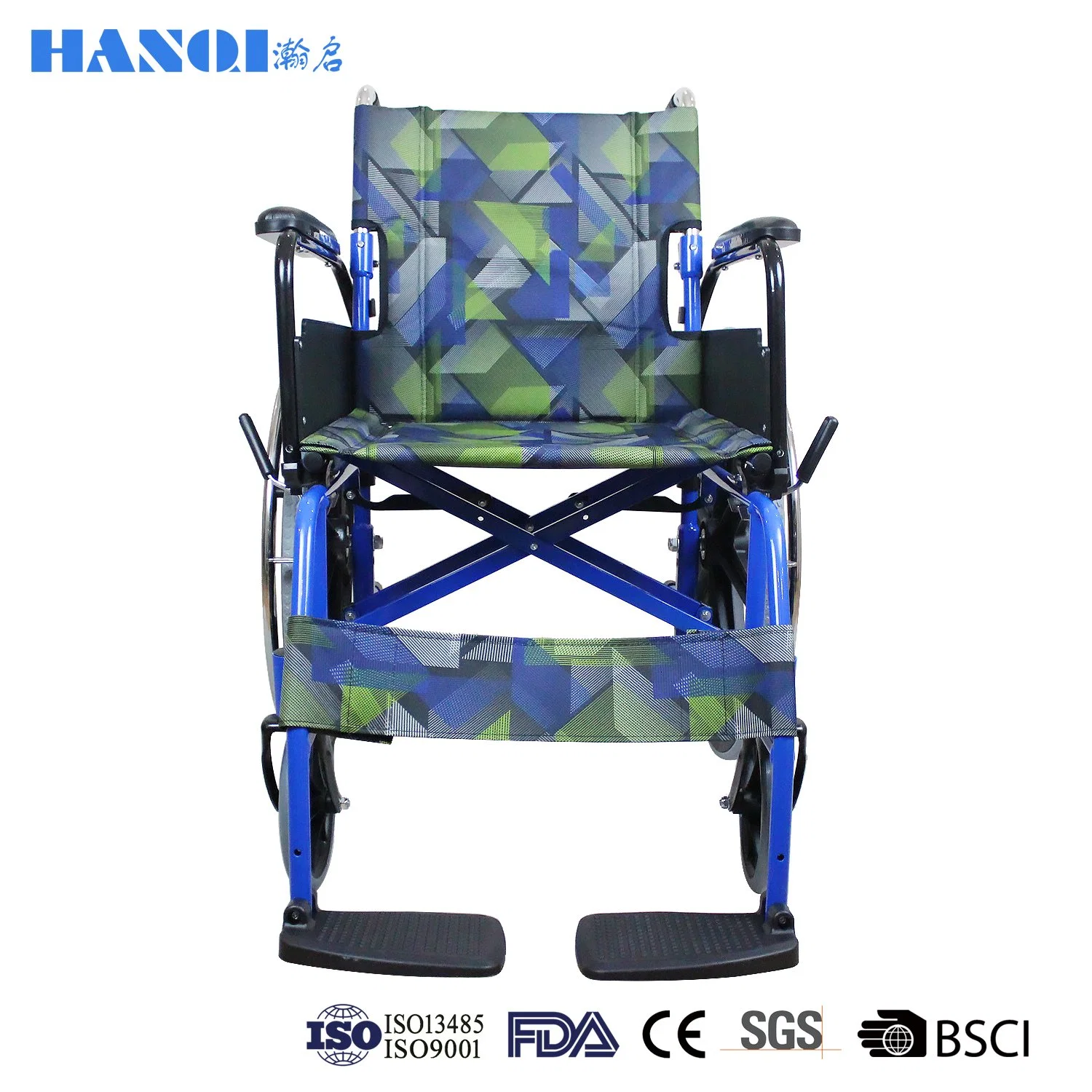 Hanqi Folding Basic Manual Steel Economy Wheel Chair for Elderly