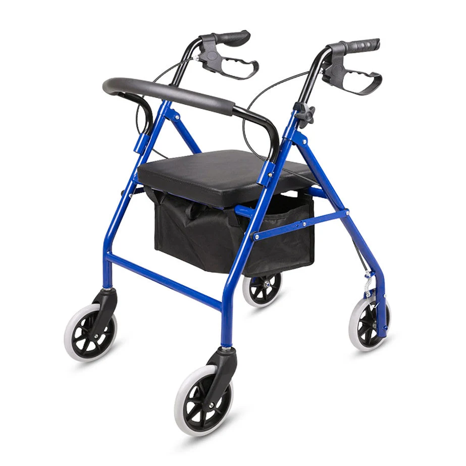 Foldable 4 Wheels Rollator for Elderly and Disabled People Mobility Walker with Seat