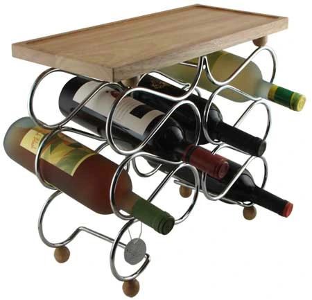 Diseño especial muelle metálico vino Soporte de pantalla / pantalla para el vino