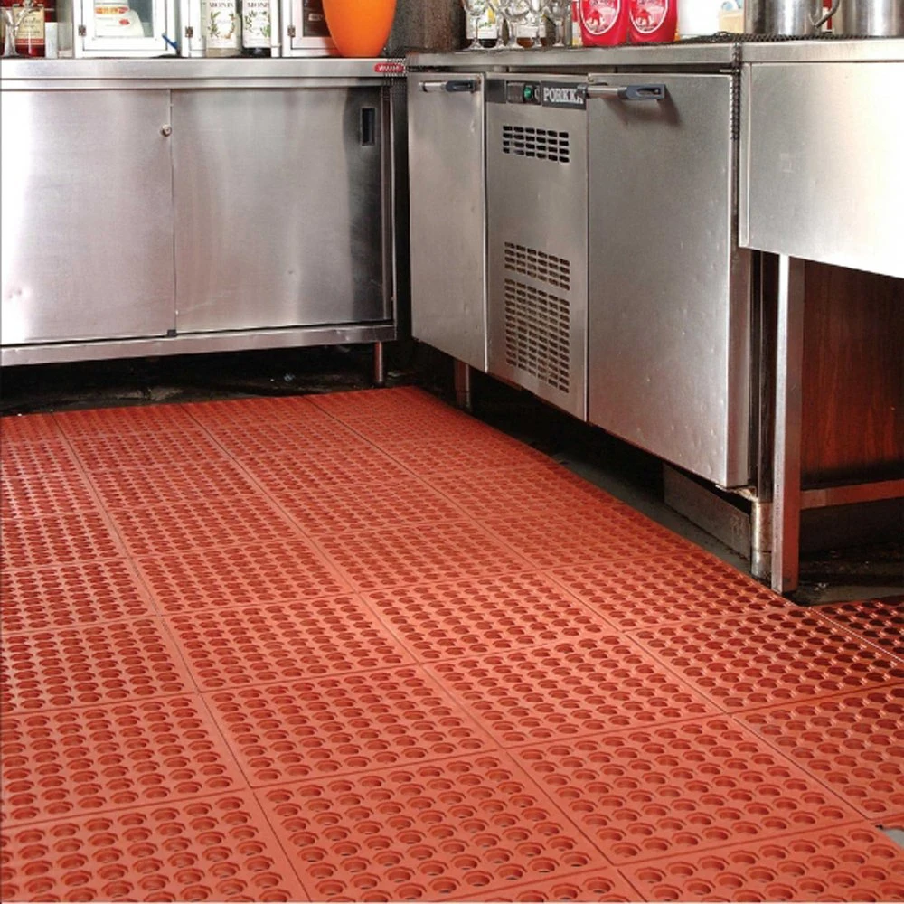 Commercial Hollow Safety Anti Slip Rubber Interlocking Kitchen Floor Tiles