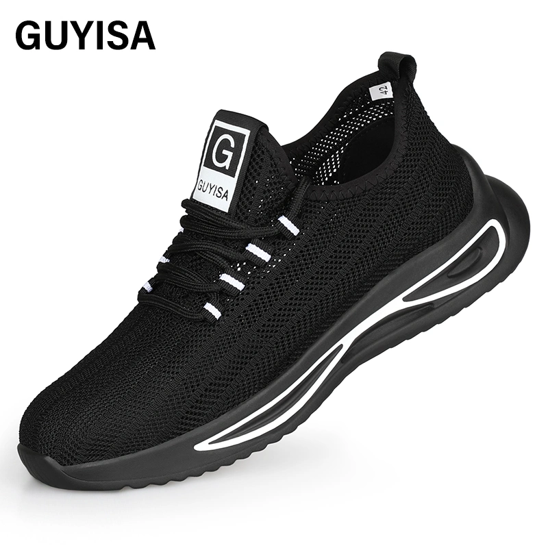 Guyisa Industrial Protective Lightweight Safety Shoes, Comfortable Fly Woven Fabric Steel Toe Safety Shoes