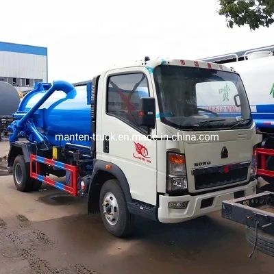 Rhd Sinotruk HOWO 3m3 4m3 5m3 5000liters Sewage Suction Truck Sewer Tanker Truck for Gully Emptier Fuction