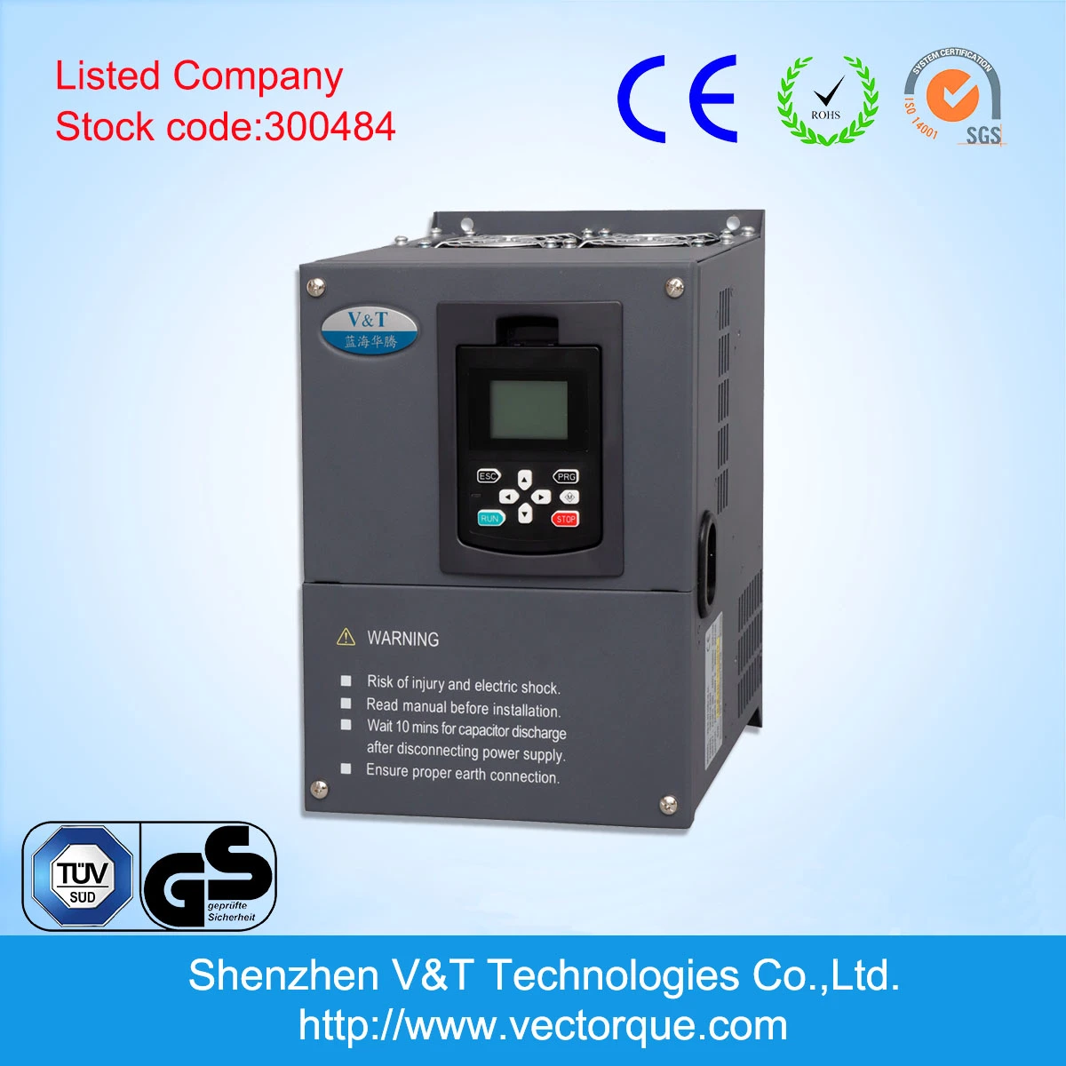 V&T V9 200kw V/F Vector Torque Control with Encoder Feedback VFD