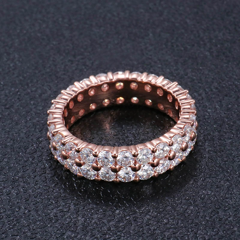 Provence Jewellery Ring 10K Rose Gold 2 Circles 2.5mm Moissanite Band Ring Is Suitable for Women as a Jewelry Gift Anniversary