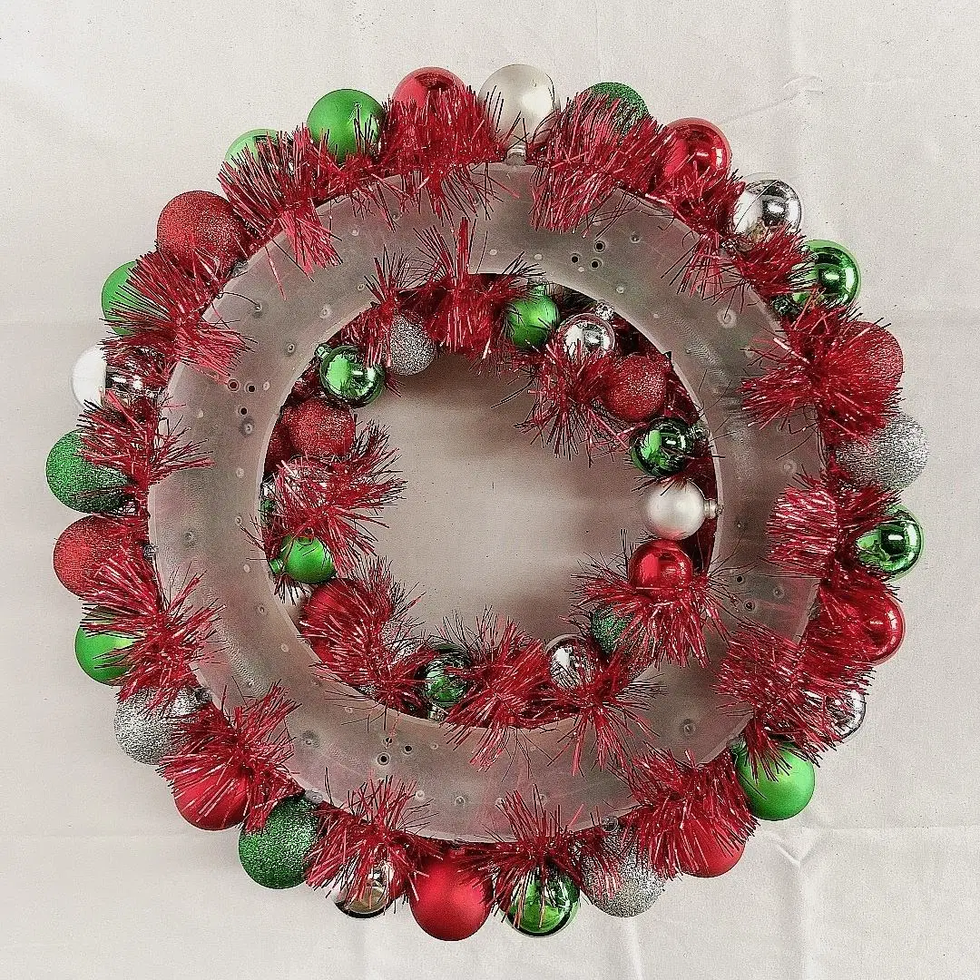 40cm bolas rojas de Navidad Adornos de bolas de plástico con corona de Base de plástico de la puerta delantera Fiestas decoración colgante