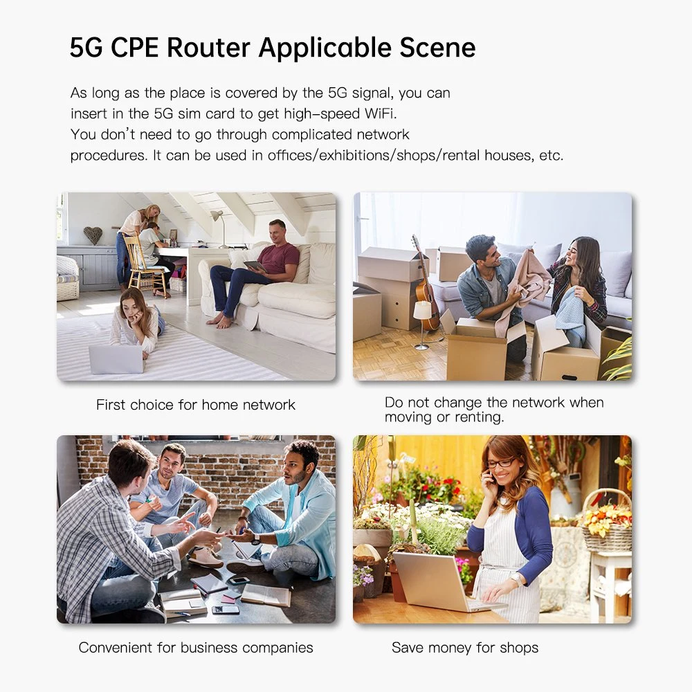 Wireless 5g CPE 2.4G 5.8g Dual Band High Speed Network Indoor WiFi Router with SIM Card Slot