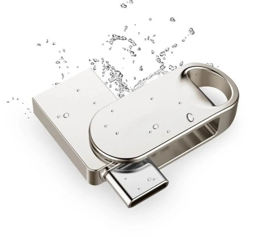 USB-C 2-in-1 OTG USB Flash Drive Swivel Waterproof Flash Drive with Keyring