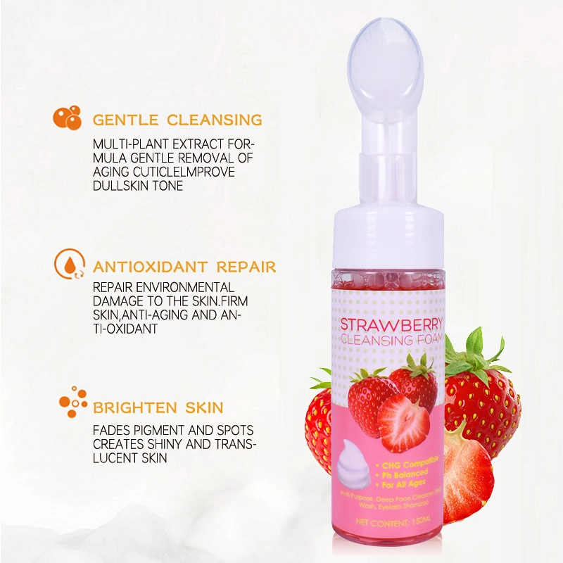 Facial Cleanser Silicone-Free Strawberry Deep Cleansing Pore Shrinking Peach Foam for Face Wash